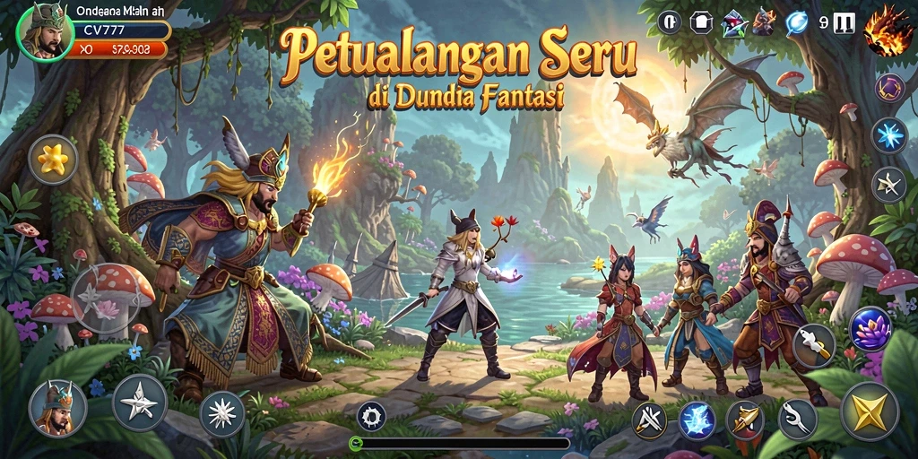 Screenshot gameplay CV777 menampilkan aksi seru dan dunia fantasi yang menawan.