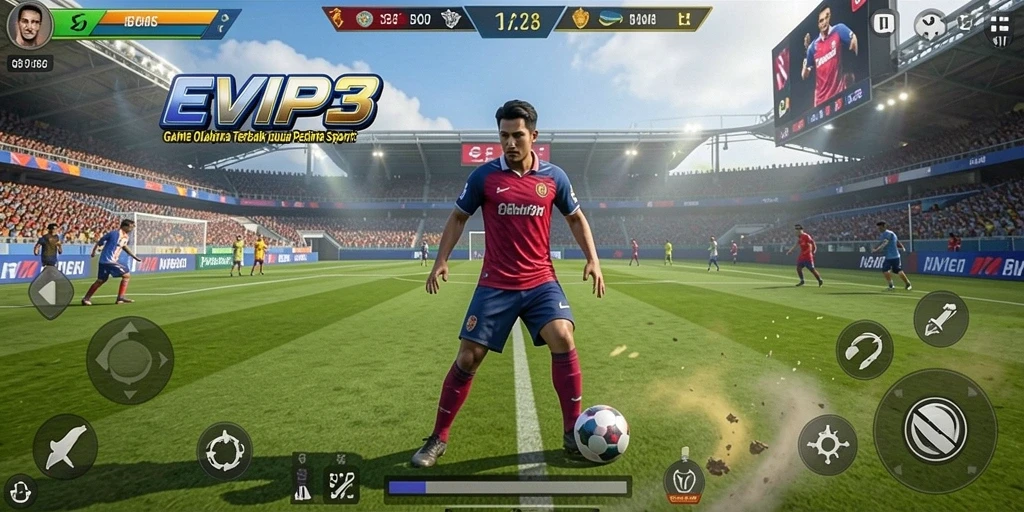 Tampilan gameplay EVIP3 dengan aksi olahraga mendebarkan.