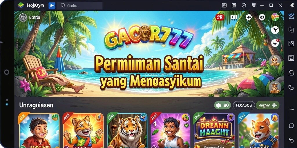 Tampilan gameplay GACOR777 yang ceria dan penuh warna.