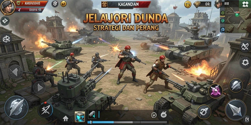 Tampilan gameplay KAGANDAN yang epik dalam pertempuran strategi.