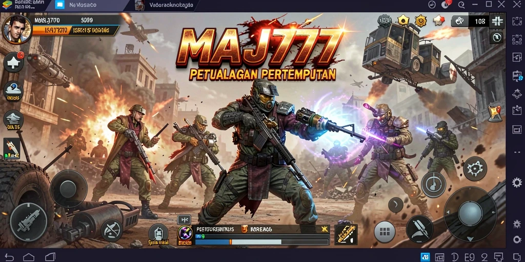 Screenshot permainan MAJ777 menampilkan aksi pertempuran yang mendebarkan.