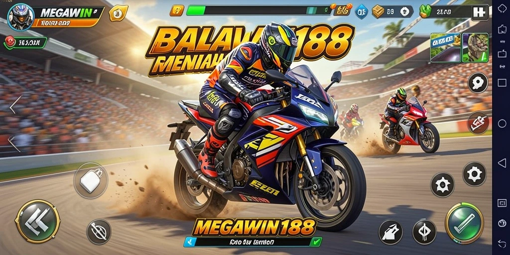 Tampilan menarik dari gameplay balap motor di MEGAWIN188.