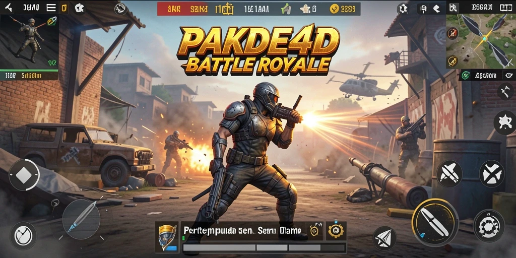 Screenshot PAKDE4D menunjukkan aksi intens dalam game Battle Royale.