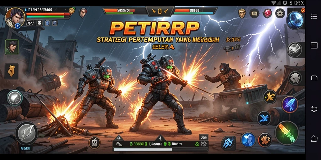 Tangkapan layar PETIRRP menampilkan aksi pertempuran strategis yang seru.