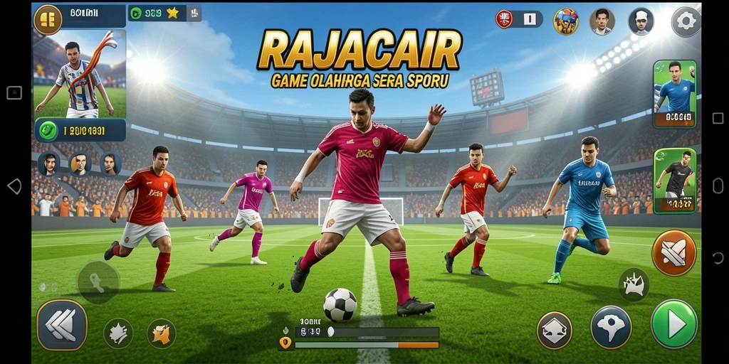 Tampilan utama gameplay RAJACAIR yang menampilkan aksi olahraga yang mendebarkan.