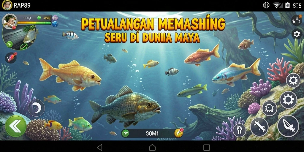 Screenshot utama RAP89 menampilkan gameplay memancing yang mengasyikkan.