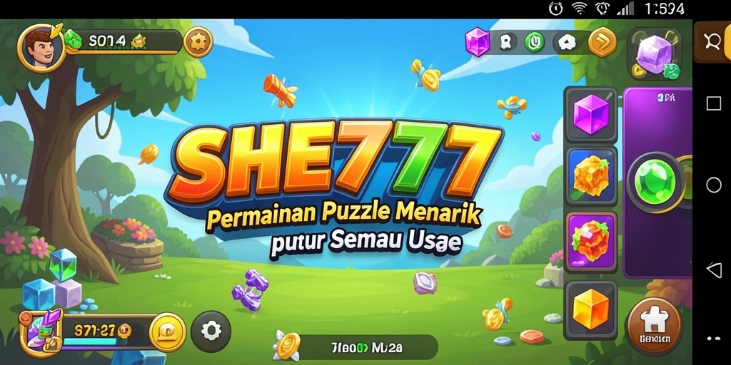 Tampilan menarik dari gameplay SHE777 dengan teka-teki berwarna-warni.