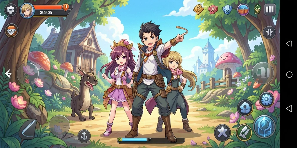 Tampilan gameplay seru dengan karakter anime khas.