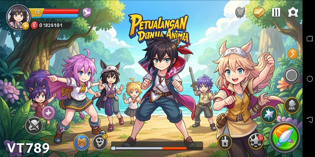 Screenshot VT789 yang menampilkan pertarungan seru dalam dunia anime.